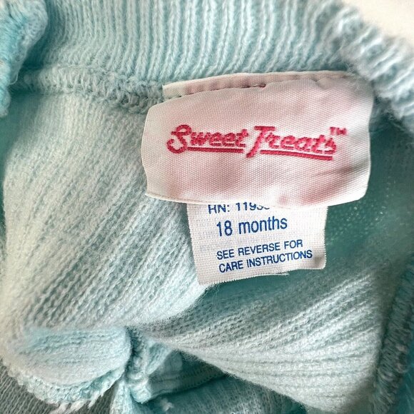 VIntage Baby Girl Sweet Treats Knit Dress Pastel Blue Size 18 Month Made Israel - Picture 6 of 7